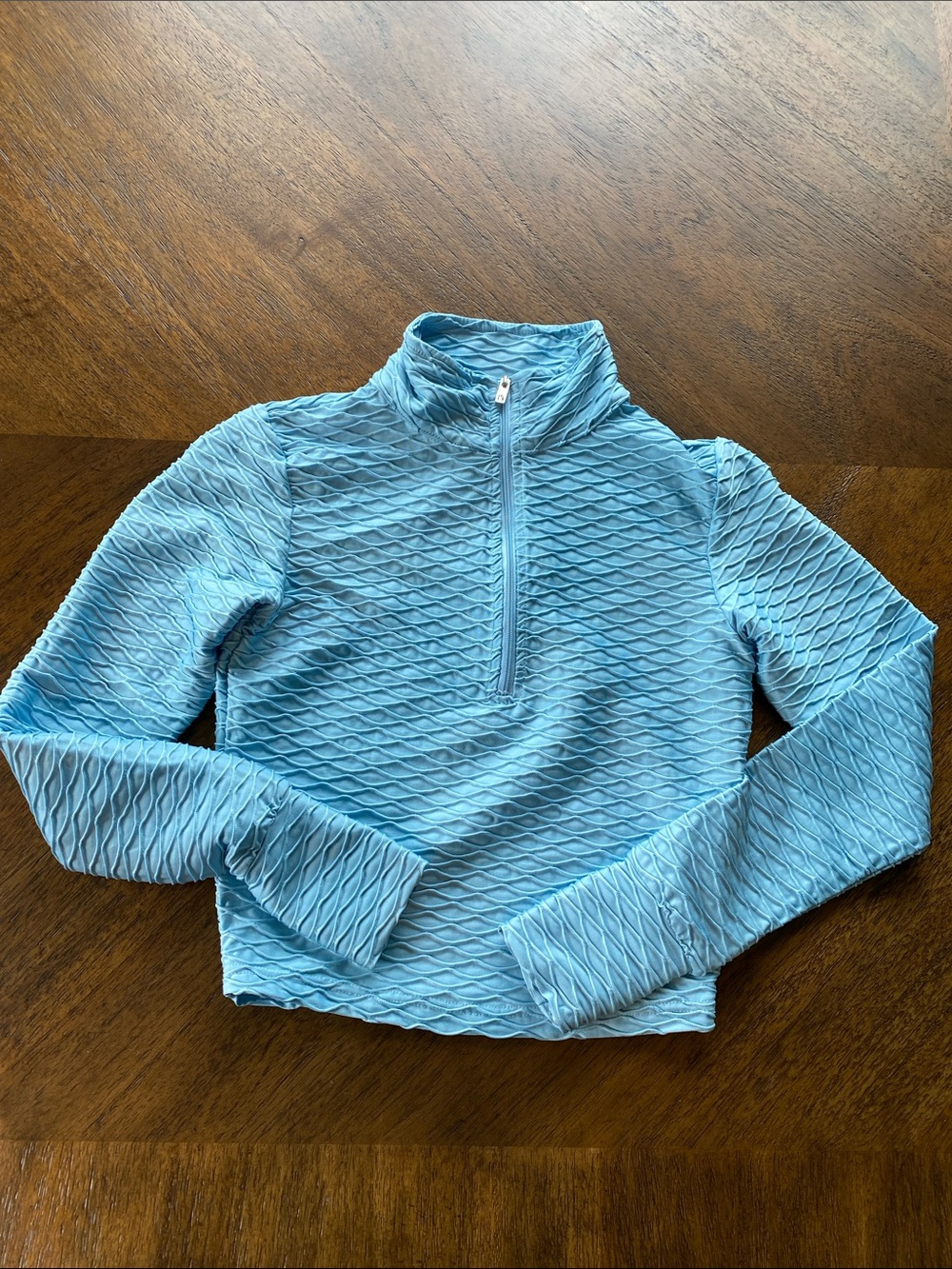 BuffBunny Light Blue Textured Half-Zip Pullover